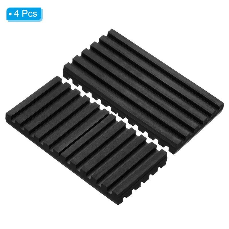 4Pcs Rubber Anti-Vibration Pads, Vibration Isolation Mats 4" x 2" x 0.4", Black