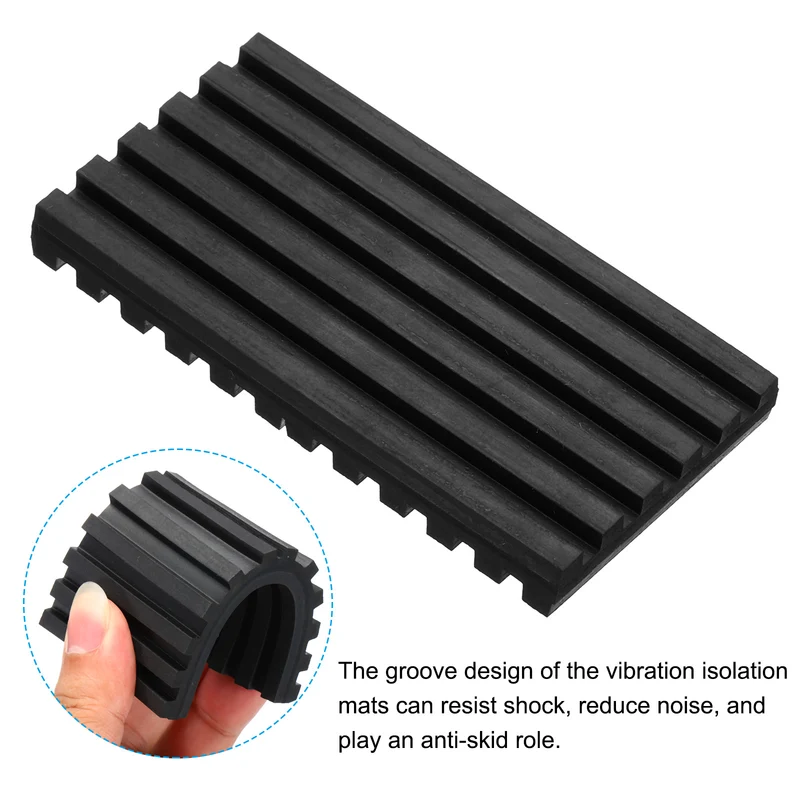 4Pcs Rubber Anti-Vibration Pads, Vibration Isolation Mats 4" x 2" x 0.4", Black
