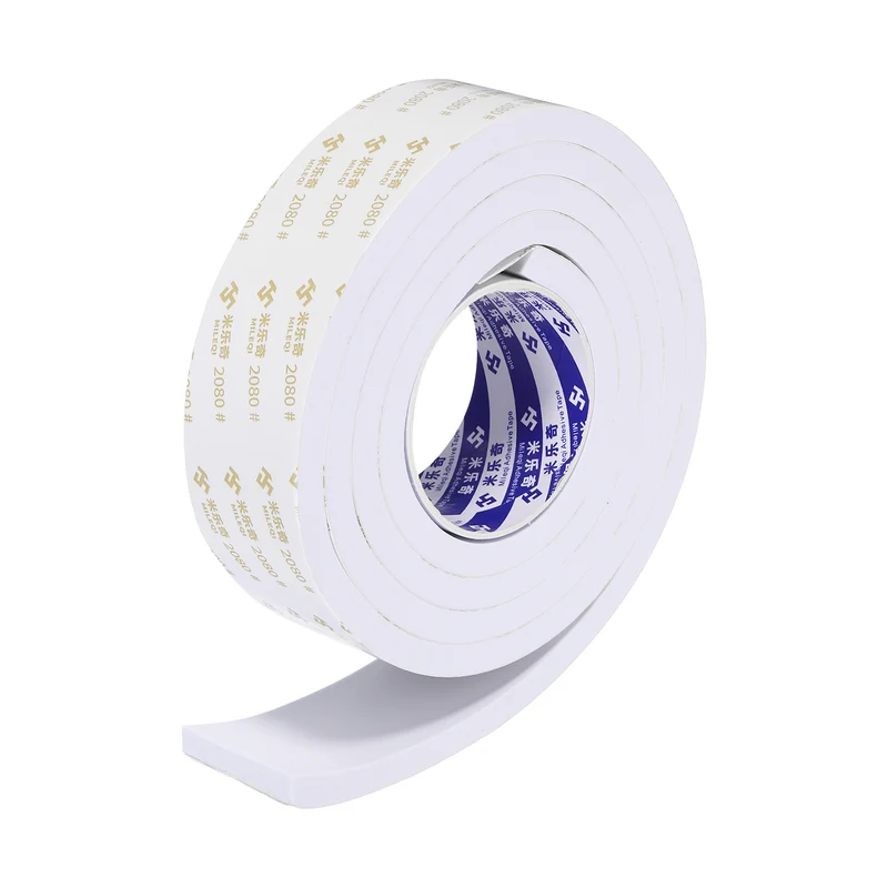 2 W x 3/8" t x 6.6 ft l Weather Stripping Foam Tape White