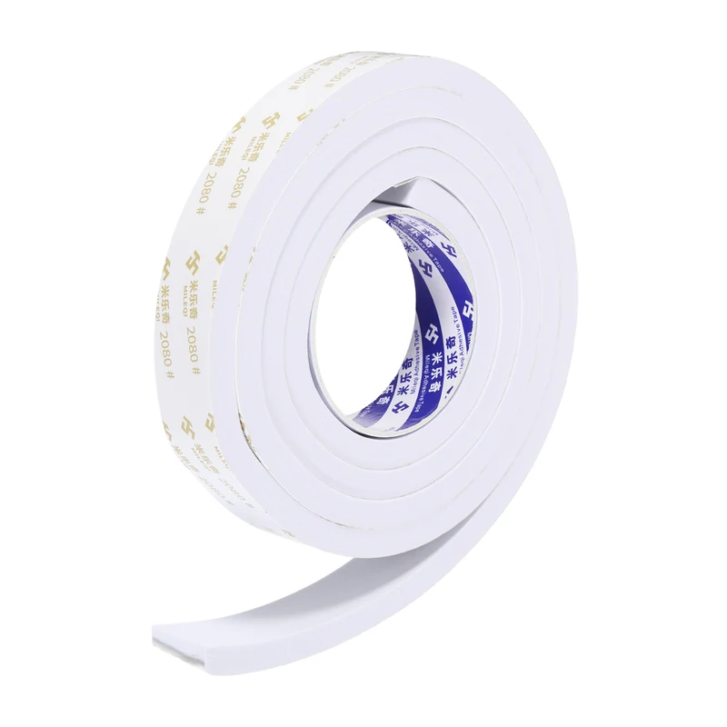1-3/16" W x 3/8" t x 6.6 ft l Weather Stripping Foam Tape White