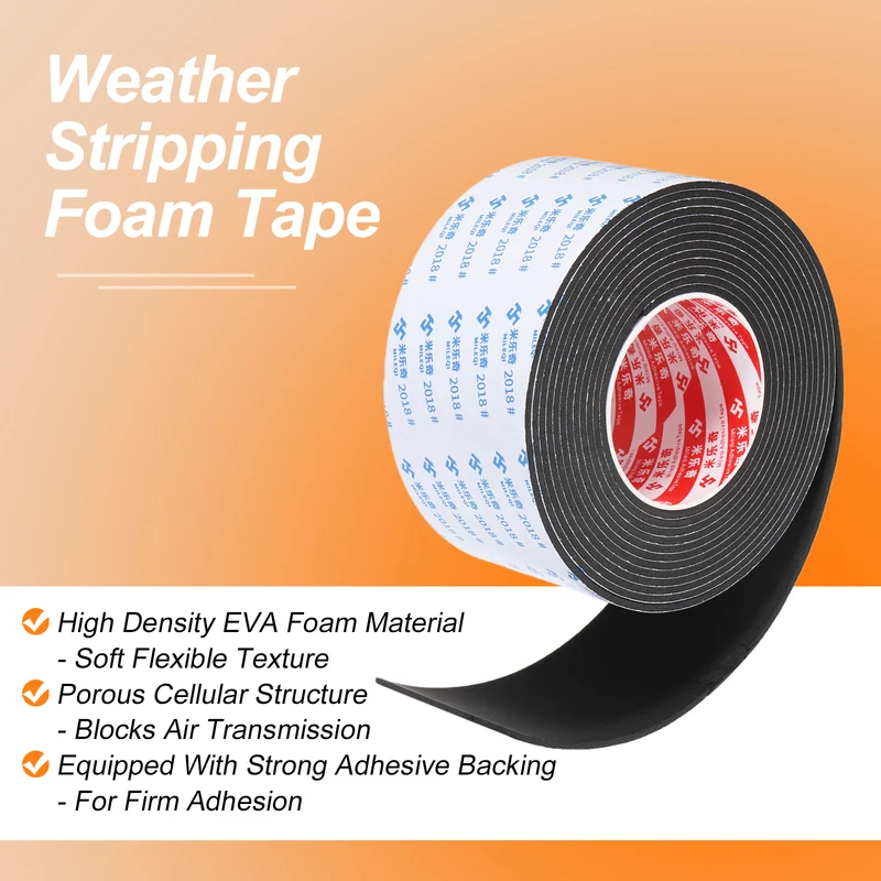 Foam Tape 80mm W x 3mm t x 5M Weather Stripping Black for Door Window