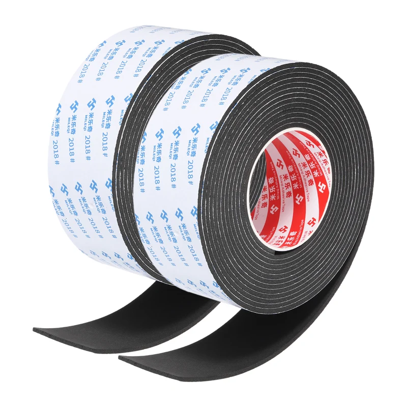 2pcs Foam Tape 60mm W x 3mm t x 5M Weather Stripping Black for Door Window