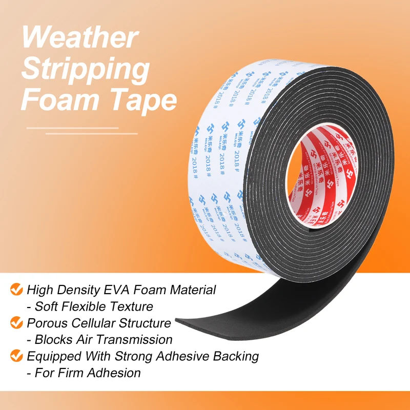 Foam Tape 60mm W x 3mm t x 5M Weather Stripping Black for Door Window