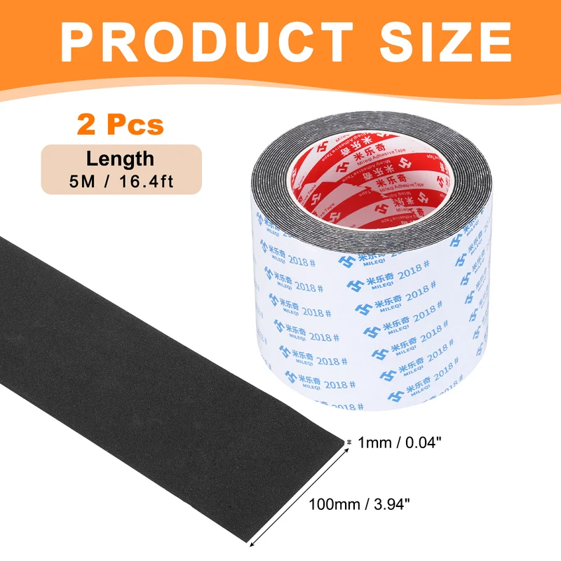 2pcs Foam Tape 100mm W x 1mm t x 5M Weather Stripping Black for Door Window