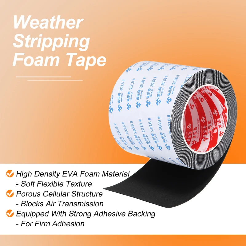 Foam Tape 100mm W x 1mm t x 5M Weather Stripping Black for Door Window