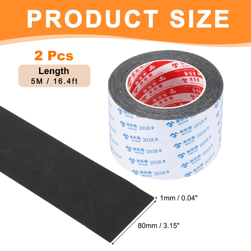 2pcs Foam Tape 80mm W x 1mm t x 5M Weather Stripping Black for Door Window