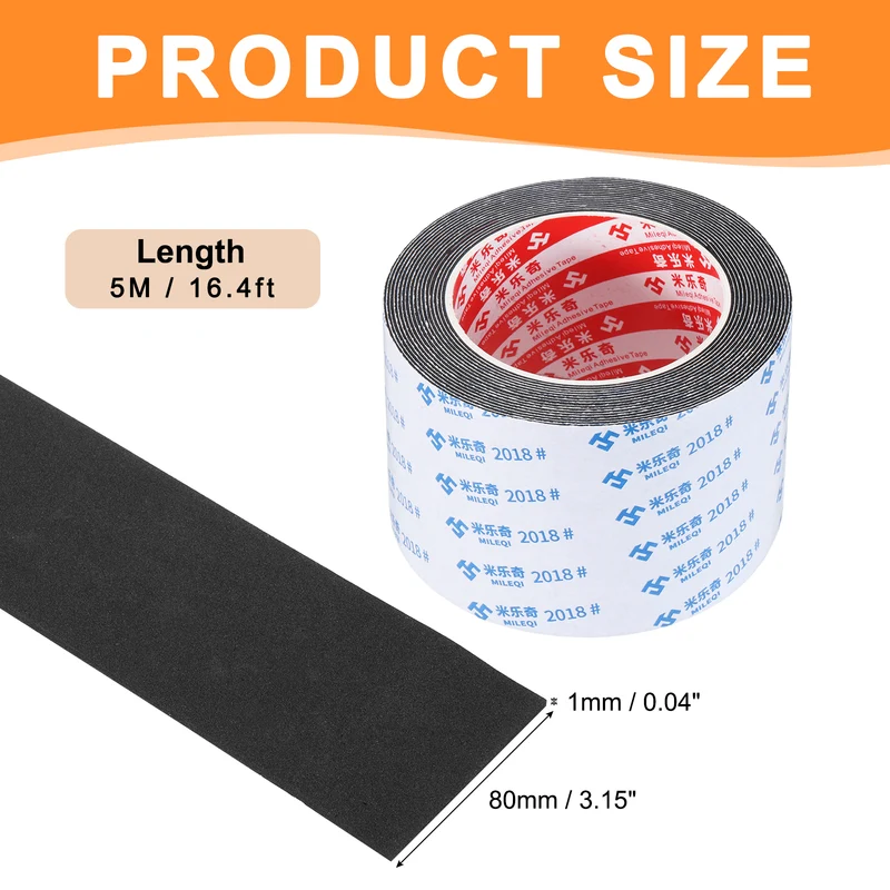 Foam Tape 80mm W x 1mm t x 5M Weather Stripping Black for Door Window