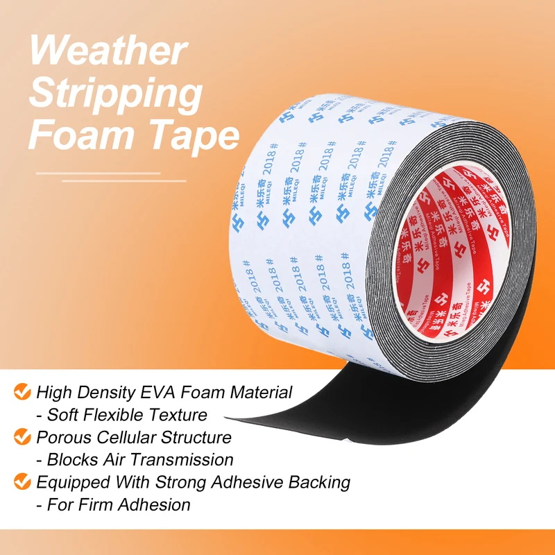 Foam Tape 80mm W x 1mm t x 5M Weather Stripping Black for Door Window