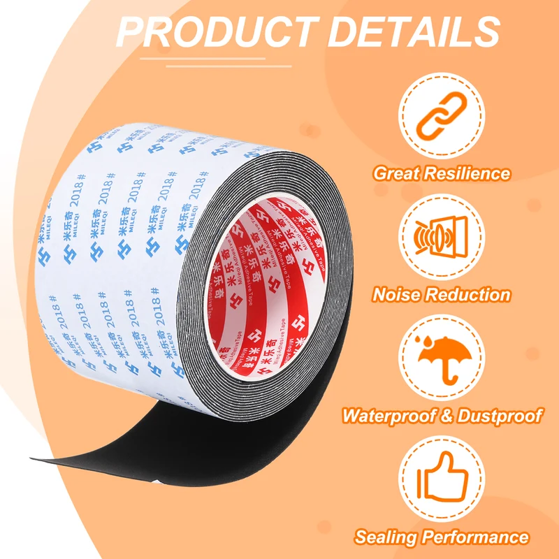 Foam Tape 80mm W x 1mm t x 5M Weather Stripping Black for Door Window