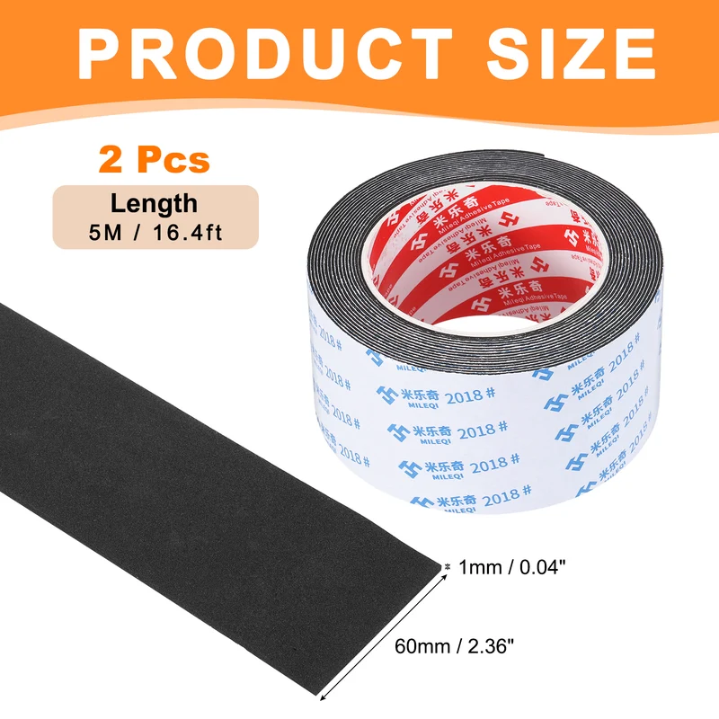 2pcs Foam Tape 60mm W x 1mm t x 5M Weather Stripping Black for Door Window