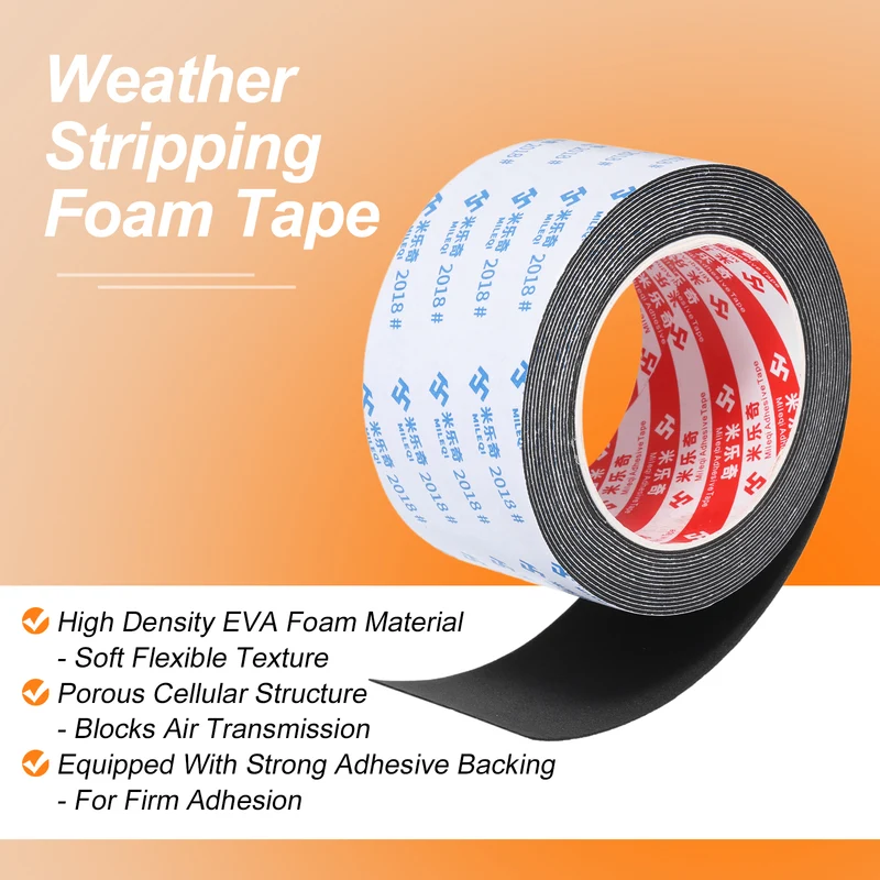 Foam Tape 60mm W x 1mm t x 5M Weather Stripping Black for Door Window