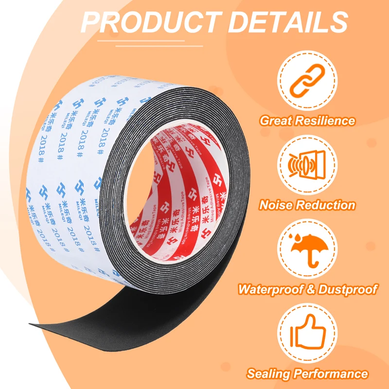 Foam Tape 60mm W x 1mm t x 5M Weather Stripping Black for Door Window