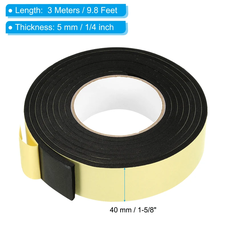 10 Feet Sealing Foam Tape Adhesive Weather Strip (1-5/8Inx1/4Inx10Ft)