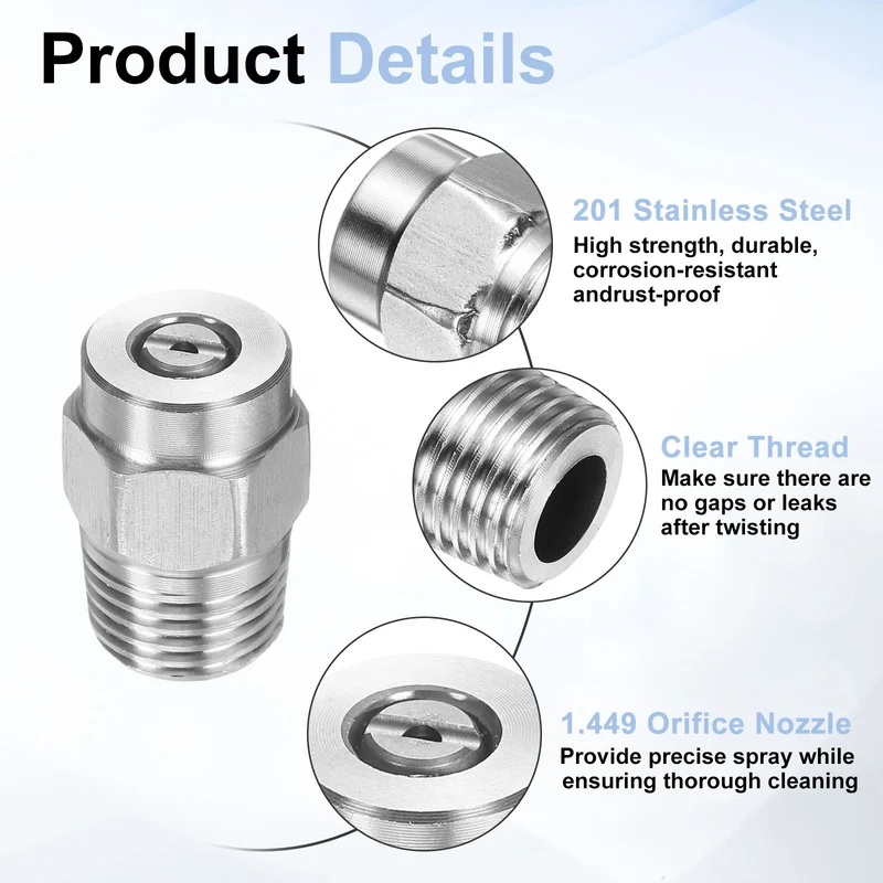 2pcs 25 Degree Surface Clean Tip 1/4 Inch NPT Male 1.449 Orifice Spray Nozzles