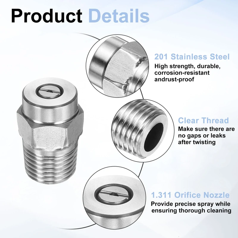 2pcs 40 Degree Surface Clean Tip 1/4 Inch NPT Male 1.311 Orifice Spray Nozzles
