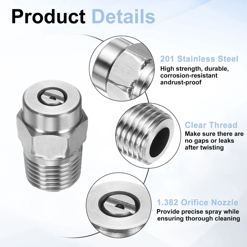 2pcs 15 Degree Surface Clean Tip 1/4 Inch NPT Male 1.382 Orifice Spray Nozzles