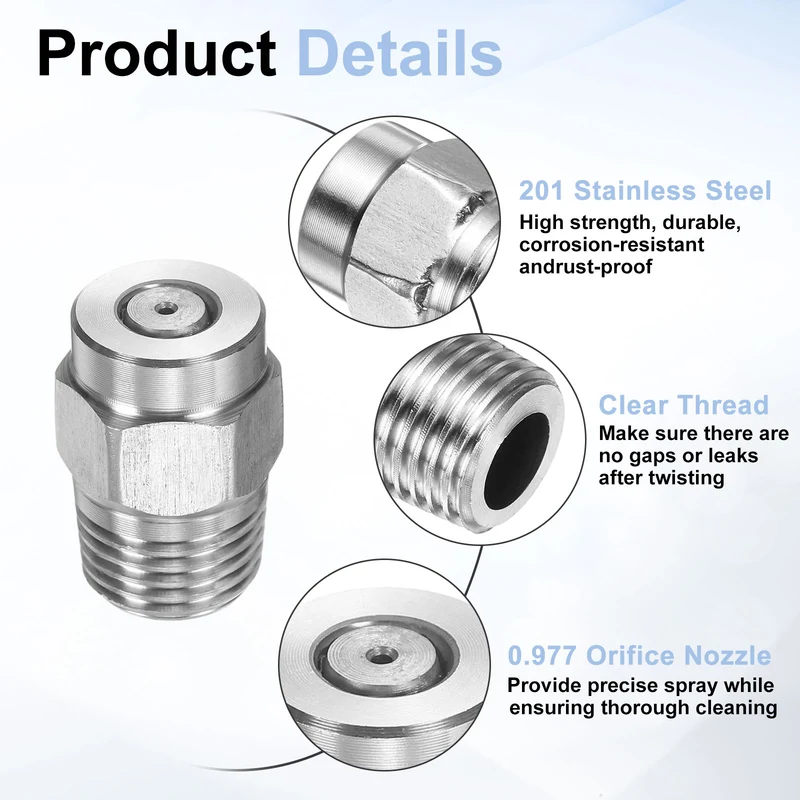 2pcs 0 Degree Surface Clean Tip 1/4 Inch NPT Male 0.977 Orifice Spray Nozzles