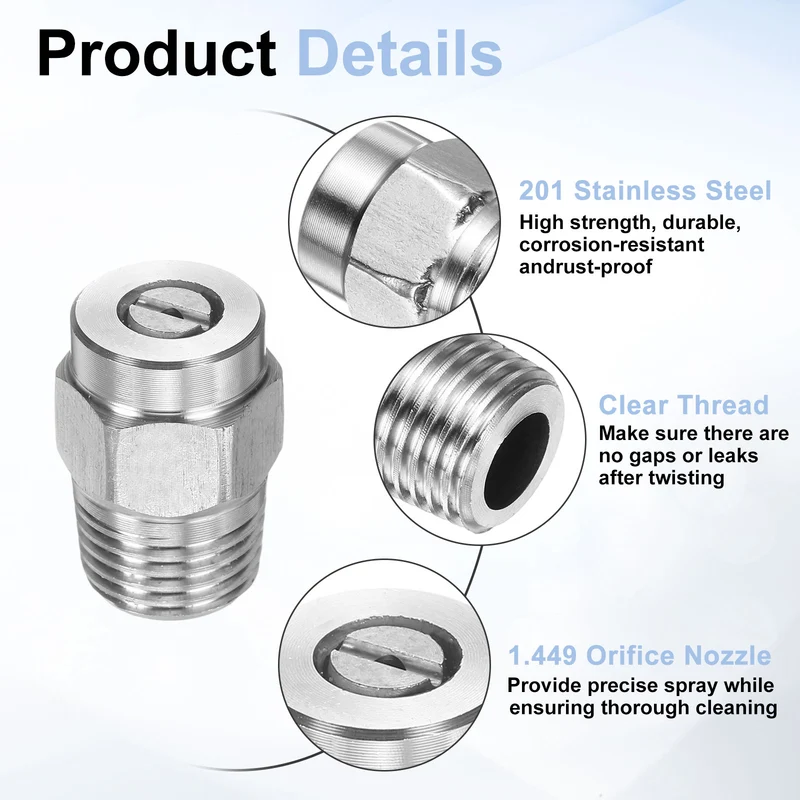 2pcs 40 Degree Surface Clean Tip 1/4 Inch NPT Male 1.449 Orifice Spray Nozzles