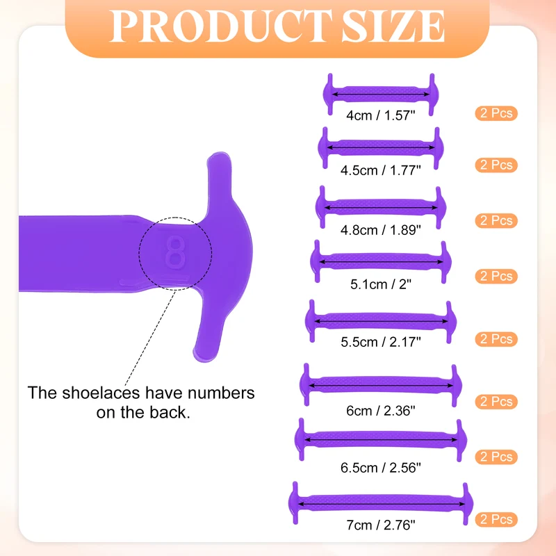 16Pcs No Tie Shoe Laces for Adults, Elastic Flat Tieless Shoelaces, Purple