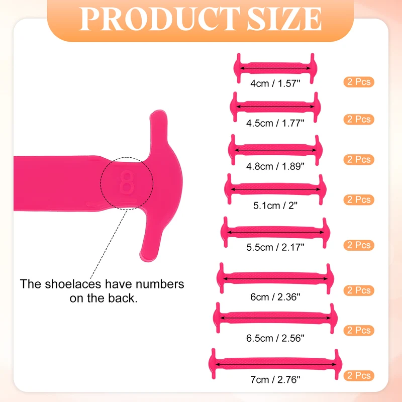 16Pcs No Tie Shoe Laces for Adults, Elastic Flat Tieless Shoelaces, Rose Red