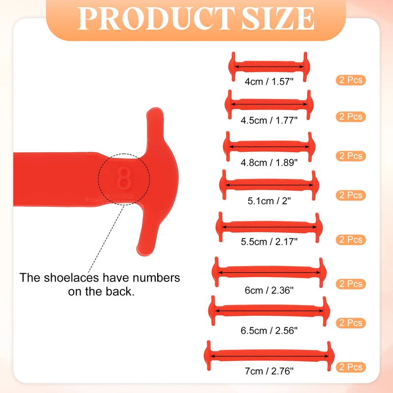 16Pcs No Tie Shoe Laces for Adults, Elastic Flat Tieless Shoelaces, Red