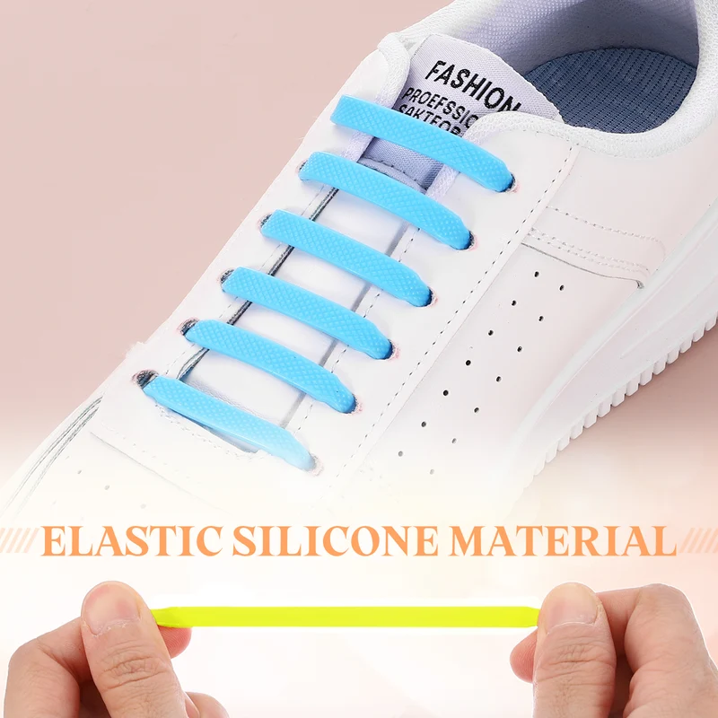 16Pcs No Tie Shoe Laces for Adults, Elastic Flat Tieless Shoelaces, Yellow