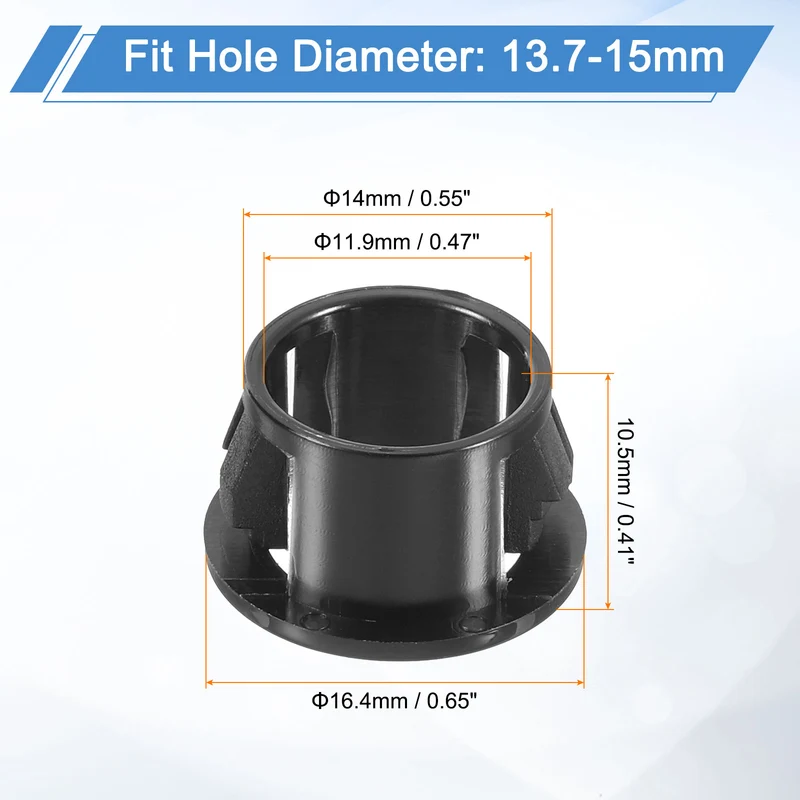 38 Pcs 9/16" Mounting Dia Black Round Nylon Snap in Cable Grommet Protector