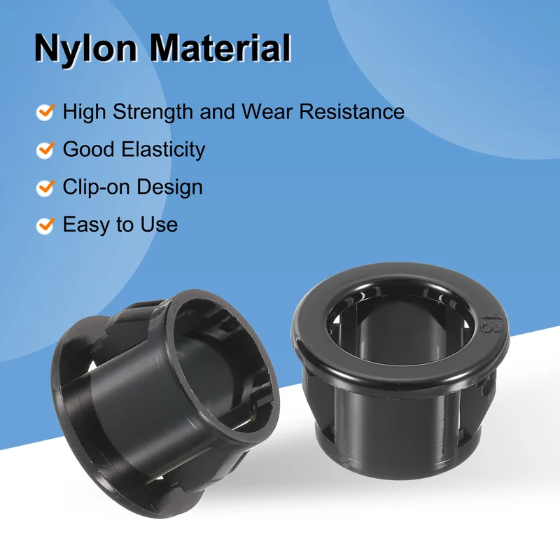 28 Pcs 1/2" Mounting Dia Black Round Nylon Snap in Cable Grommet Protector