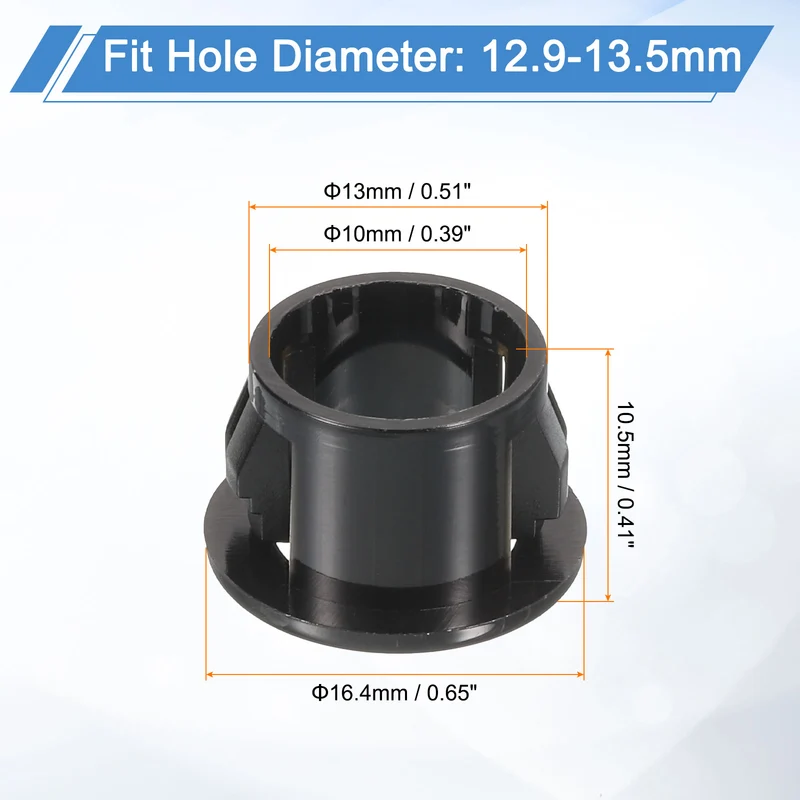 18Pcs 1/2" Mounting Dia Black Round Nylon Snap in Cable Grommet Protector