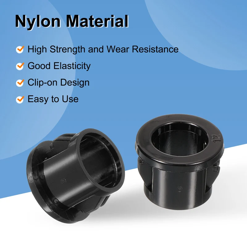 38 Pcs 15/32" Mounting Dia Black Round Nylon Snap in Cable Grommet Protector