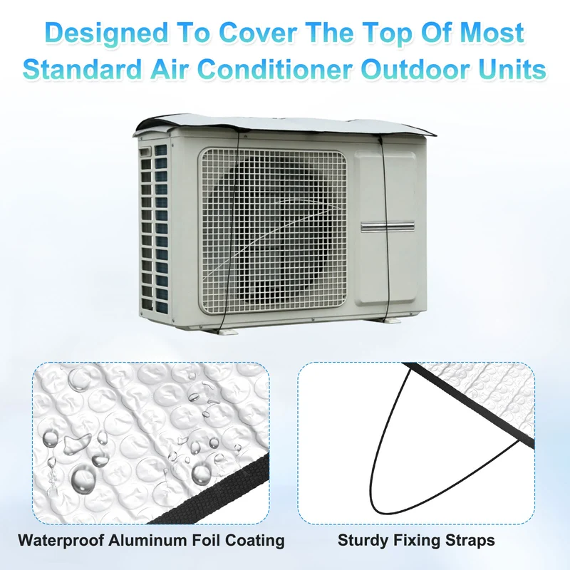 31 x 14 Inch Air Conditioner Cover, 2 Pcs Magnetic Outside AC Unit Cover, Silver