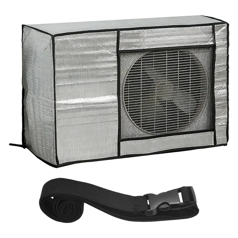 38 x 16 x 28 Inch Air Conditioner Cover, 2 Pcs Full Coverage Protector, Silver