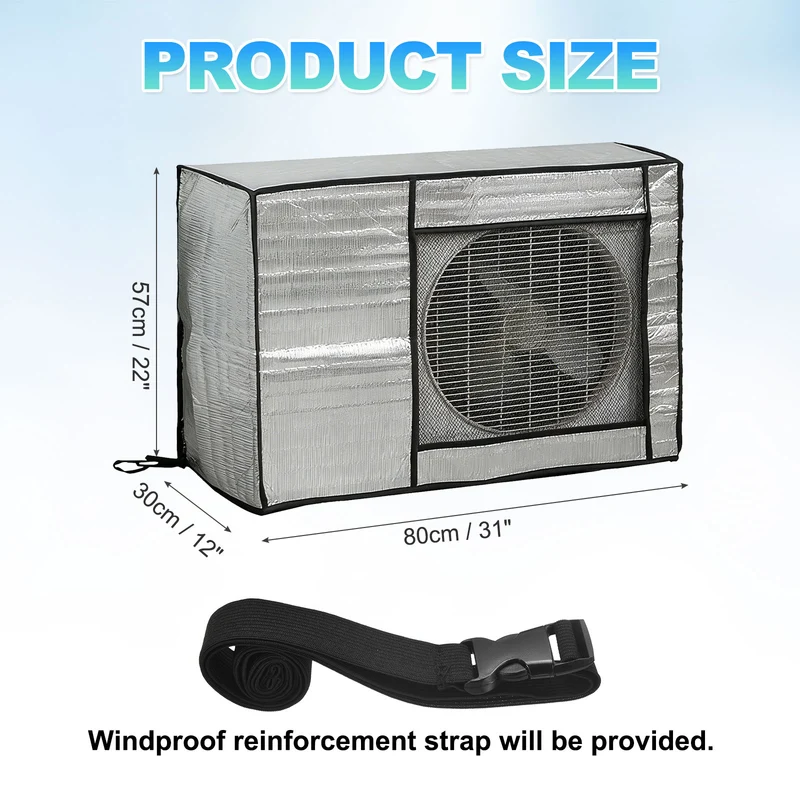 31 x 10 x 22 Inch Air Conditioner Cover, 2 Pcs Full Coverage Protector, Silver