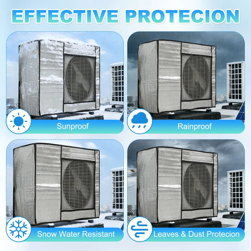 31 x 10 x 22 Inch Air Conditioner Cover, 2 Pcs Full Coverage Protector, Silver