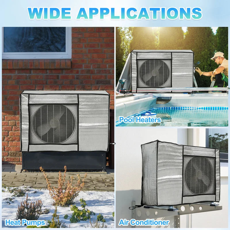 31 x 10 x 22 Inch Air Conditioner Cover, 2 Pcs Full Coverage Protector, Silver