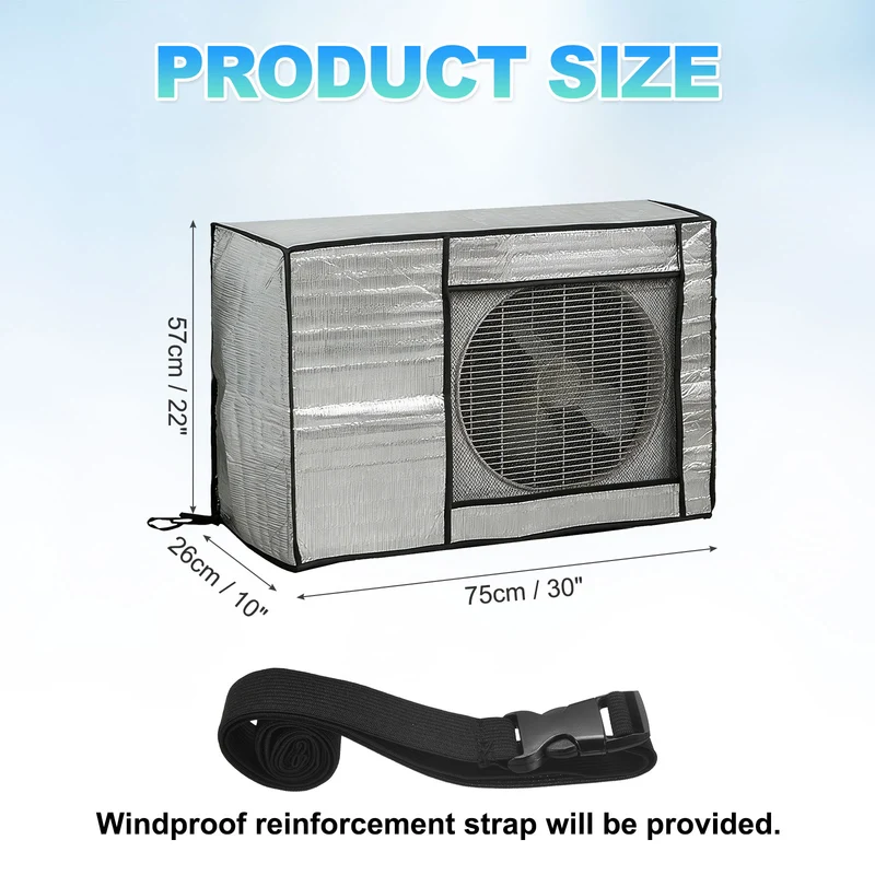 30 x 10 x 22 Inch Air Conditioner Cover, Full Coverage AC Unit Protector, Silver