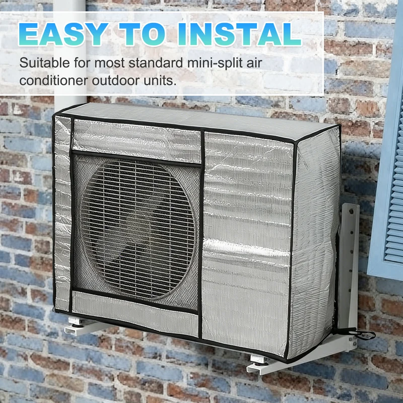 30 x 10 x 22 Inch Air Conditioner Cover, Full Coverage AC Unit Protector, Silver