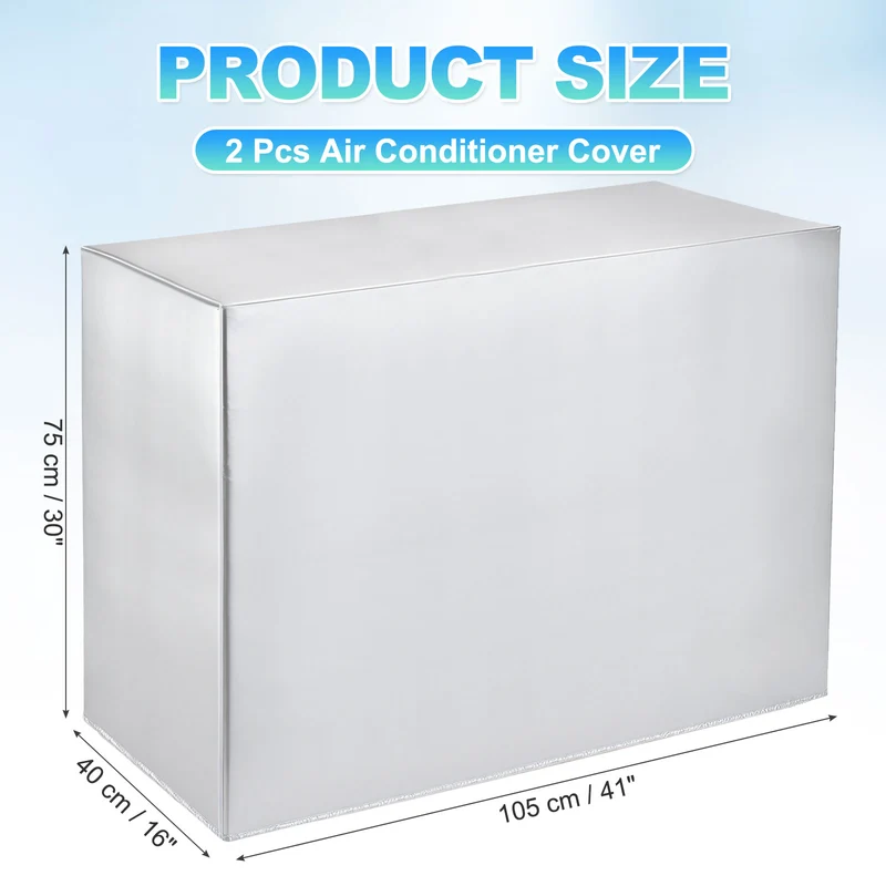 41 x 16 x 30 Inch Air Conditioner Cover, 2 Pcs AC Unit Protector, Silver