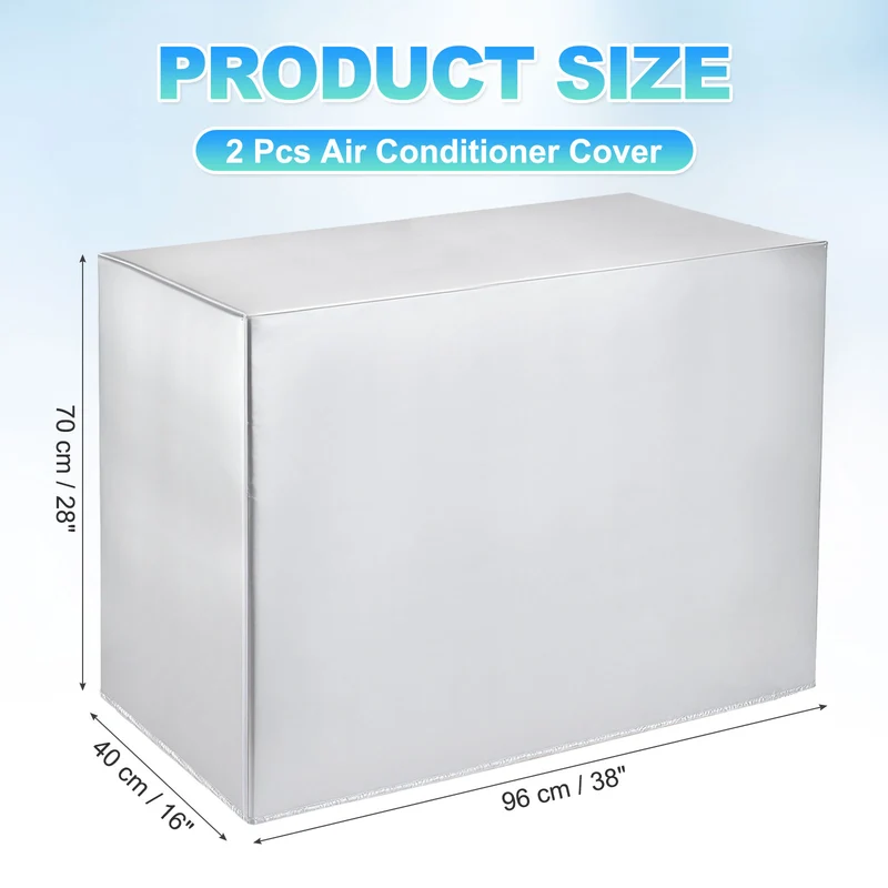 38 x 16 x 28 Inch Air Conditioner Cover, 2 Pcs AC Unit Protector, Silver