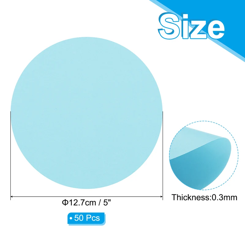 5inch Circle Card Stock, 50Pcs Cutouts Paper Thick Cardstock Coaster Light Blue