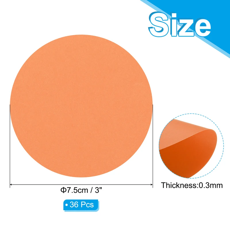 3inch Circle Card Stock, 36Pcs Cutouts Paper Thick Cardstock Coaster Orange