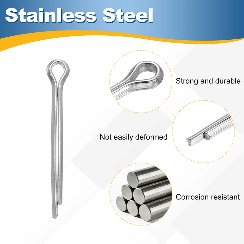 15Pcs Split Cotter Pin, 0.12 x 1.2" Stainless Steel Clip Fastener