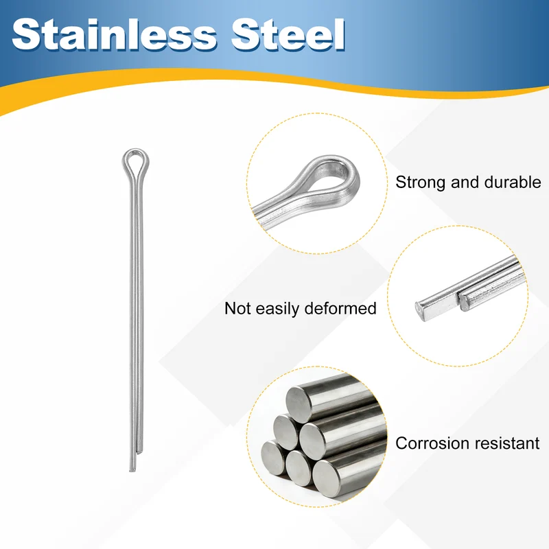 60Pcs Split Cotter Pin, 0.16 x 2.8" Stainless Steel Clip Fastener