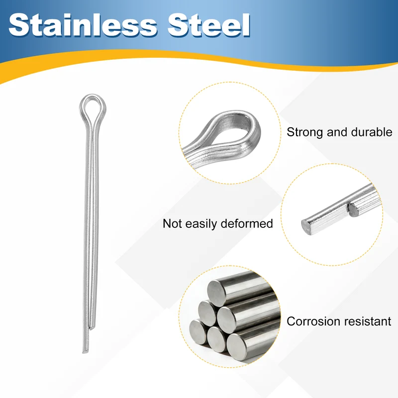 60Pcs Split Cotter Pin, 0.1 x 1.4" Stainless Steel Clip Fastener