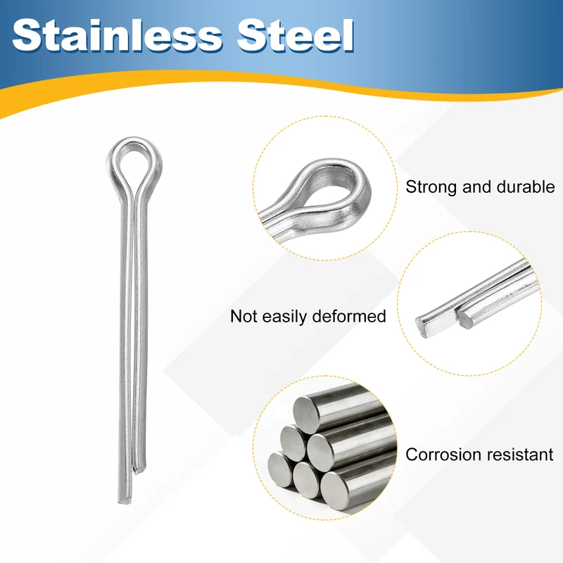 60Pcs Split Cotter Pin, 0.16 x 1.4" Stainless Steel Clip Fastener