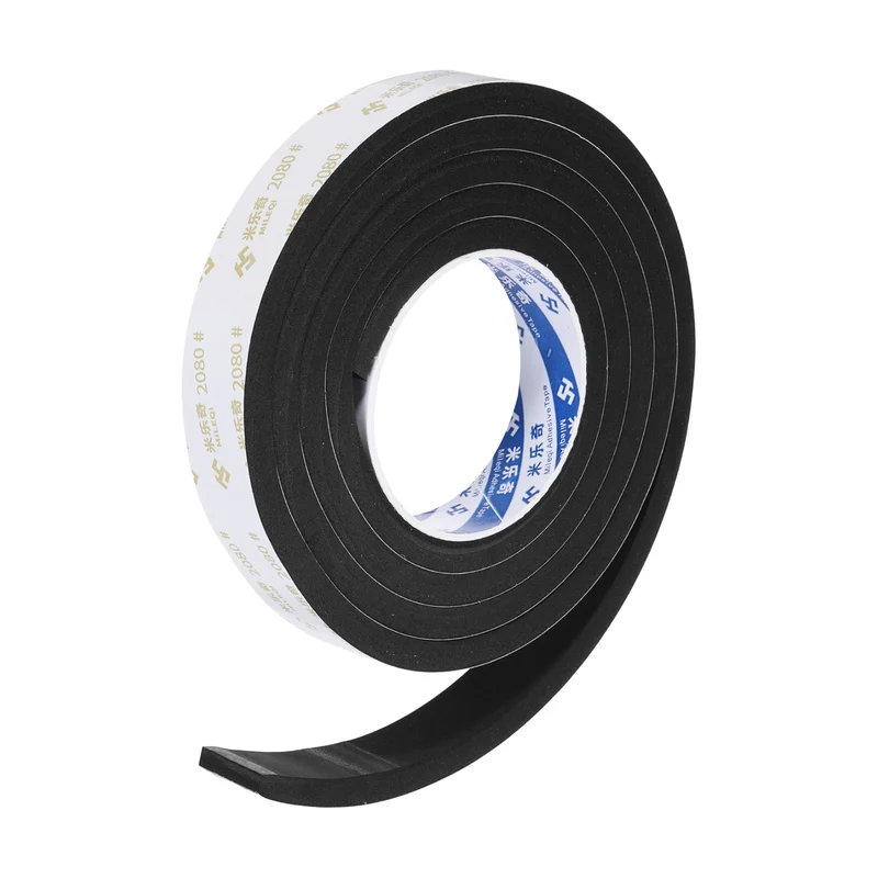 1" W x 3/16" t x 6.56ft l EVA Weather Stripping Foam Tape, Black