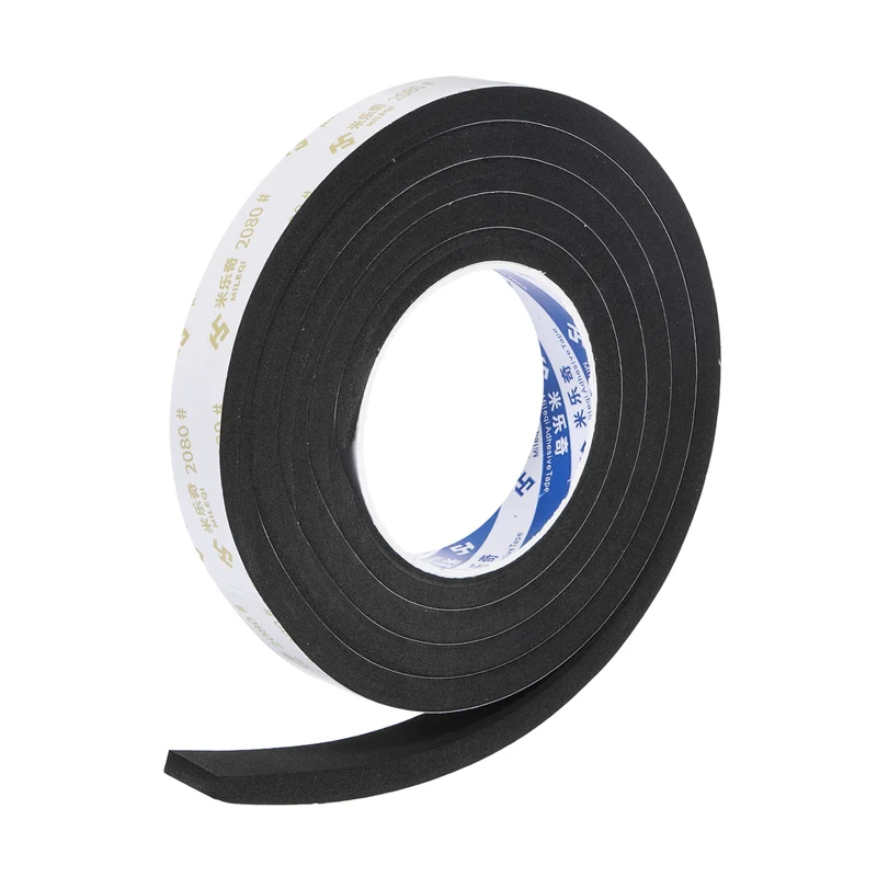 13/16" W x 3/16" t x 6.56ft l EVA Weather Stripping Foam Tape, Black