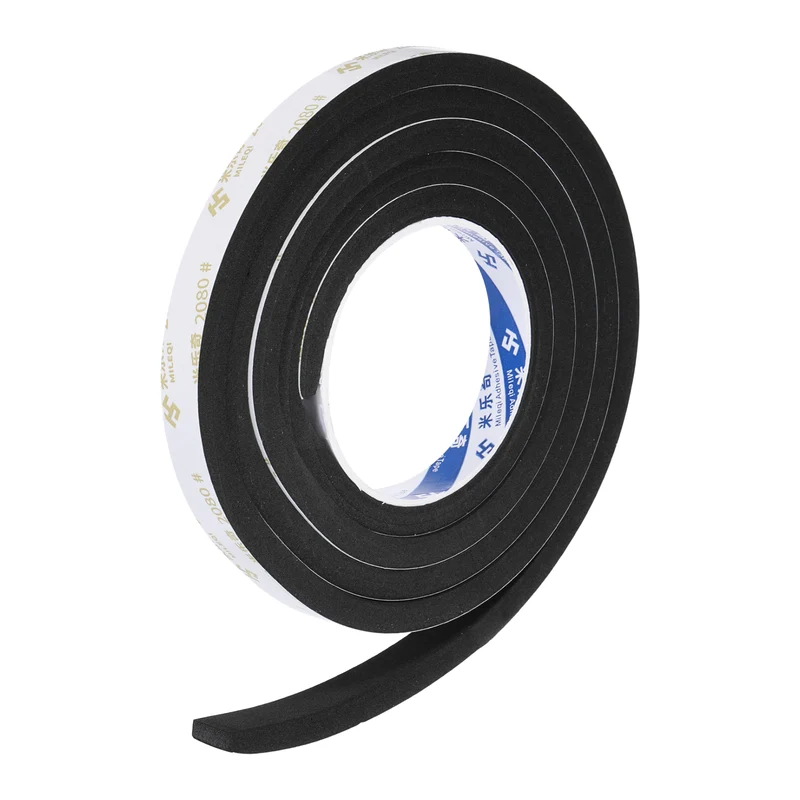 9/16" W x 3/16" t x 6.56ft l EVA Weather Stripping Foam Tape, Black
