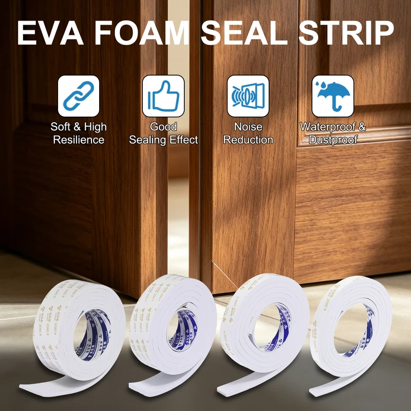 13/16" W x 3/8" t x 6.6 ft l Weather Stripping Foam Tape White