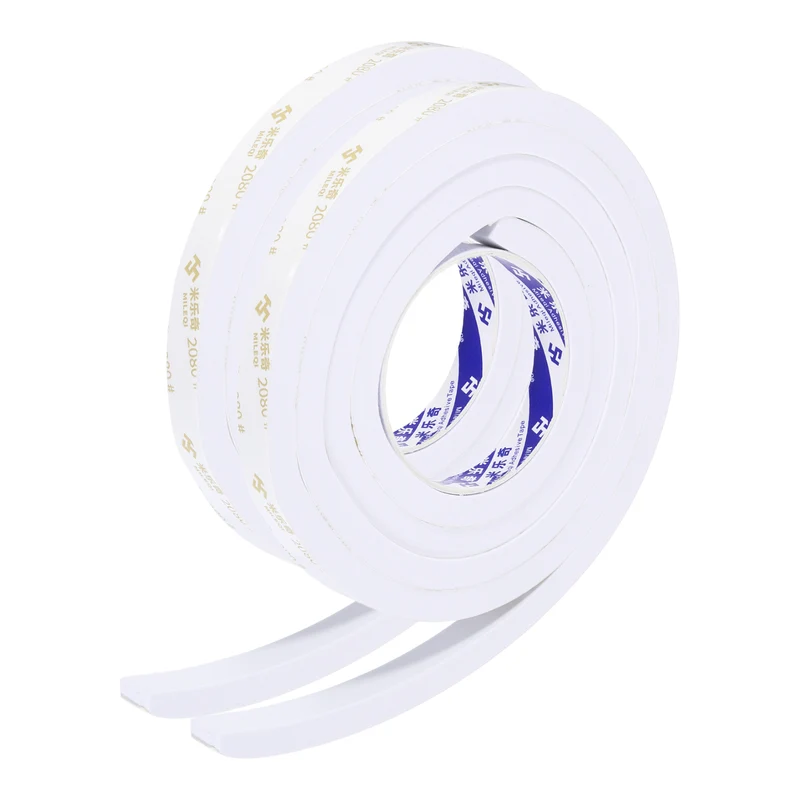 2 Pcs 9/16" W x 3/8" t x 6.6 ft l Weather Stripping Foam Tape White
